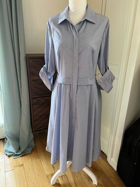 Ivanka Trump Light Blue Midi Shirt Dress